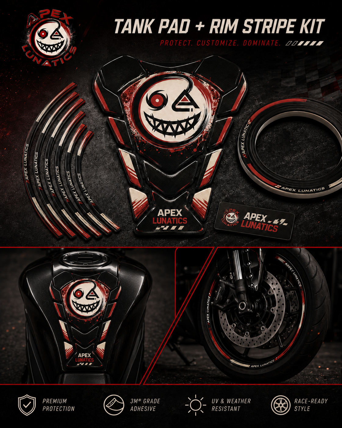 Lunatic Tank Pad + Rim Stripe Kit